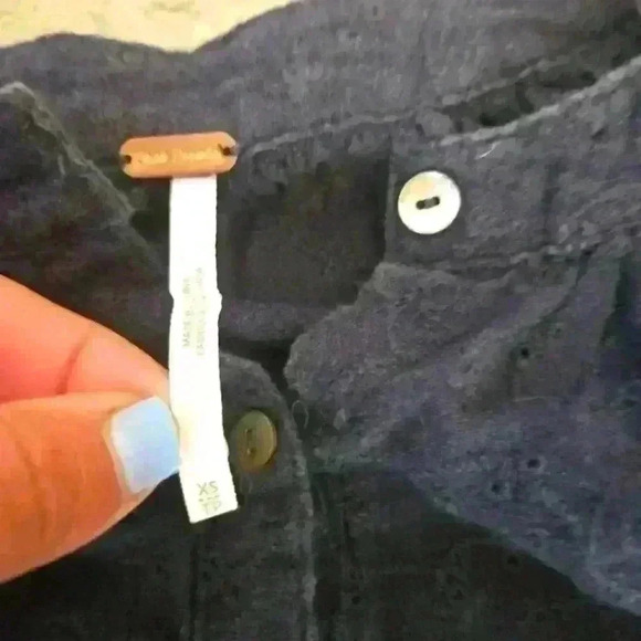 Free People Womens Navy Down From The Clouds Long Sleeve Blouse XS - Picture 9 of 12